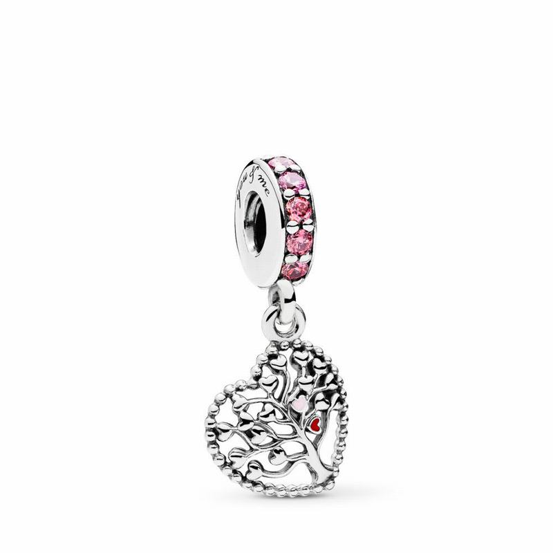 Pandora Australia Pink Family Tree Dangle Charm - Sterling Silver | WRAIQL923